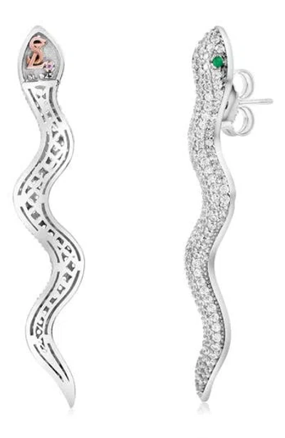 SUZY LEVIAN SUZY LEVIAN PAVÉ CUBIC ZIRCONIA SNAKE STUD EARRINGS