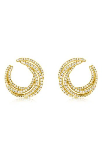 SUZY LEVIAN SUZY LEVIAN PAVÉ CUBIC ZIRCONIA TWISTED HOOP EARRINGS