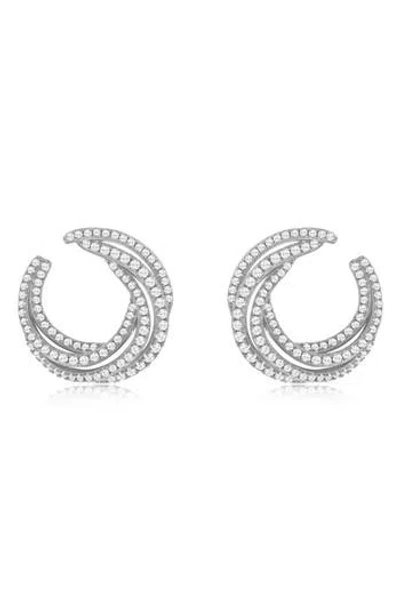SUZY LEVIAN SUZY LEVIAN PAVÉ CUBIC ZIRCONIA TWISTED HOOP EARRINGS