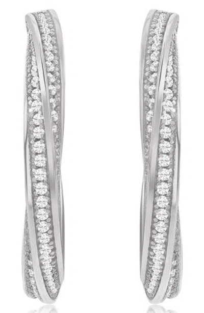 SUZY LEVIAN SUZY LEVIAN PAVÉ CUBIC ZIRCONIA TWISTED HOOP EARRINGS
