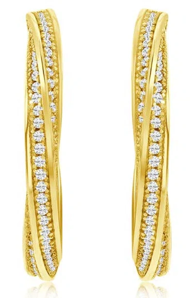 SUZY LEVIAN SUZY LEVIAN PAVÉ CUBIC ZIRCONIA TWISTED HOOP EARRINGS