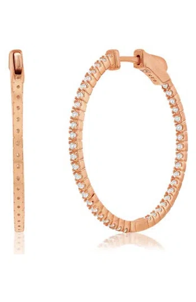 SUZY LEVIAN SUZY LEVIAN ROSE CUBIC ZIRCONIA HOOP EARRINGS