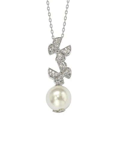 SUZY LEVIAN SUZY LEVIAN SILVER 10MM PEARL & SAPPHIRE NECKLACE