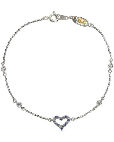 SUZY LEVIAN SUZY LEVIAN SILVER DIAMOND & SAPPHIRE PETITE HEART BRACELET