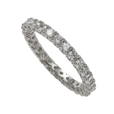 SUZY LEVIAN STERLING SILVER CUBIC ZIRCONIA PAVE U SHAPE SETTING ETERNITY BAND