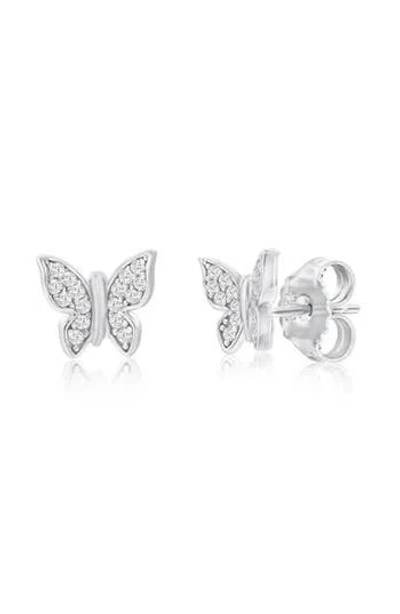 SUZY LEVIAN SUZY LEVIAN STERLING SILVER PAVÉ CZ BUTTERFLY STUD EARRINGS