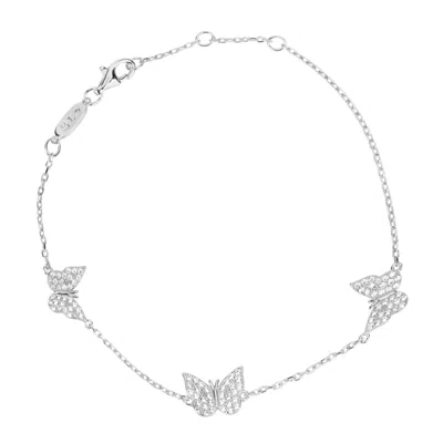 SUZY LEVIAN STERLING SILVER WHITE CUBIC ZIRCONIA BUTTERFLY BRACELET
