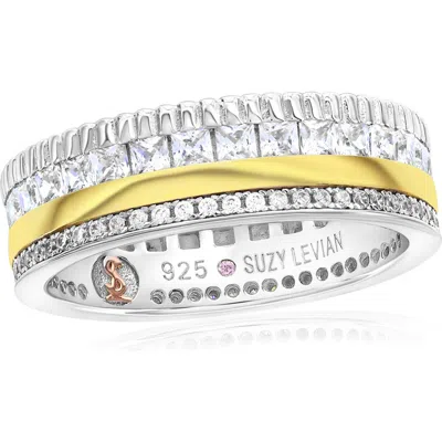 SUZY LEVIAN SUZY LEVIAN TWO-TONE CUBIC ZIRCONIA ETERNITY BAND RING