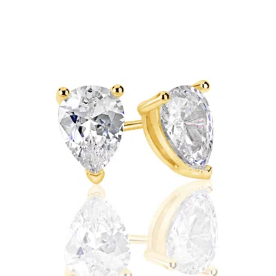 SUZY LEVIAN YELLOW STERLING SILVER PEAR SHAPE CUBIC ZIRCONIA STUDS