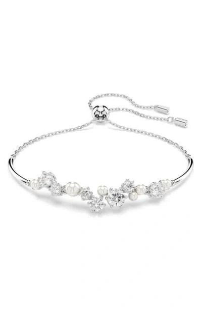 SWAROVSKI SWAROVSKI CONSTELLA CRYSTAL & FAUX PEARL SLIDER BRACELET