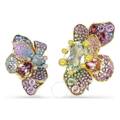 SWAROVSKI SWAROVSKI IDYLLIA CRYSTAL FLOWER GOLD-PLATED EARRINGS