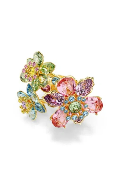 SWAROVSKI SWAROVSKI IDYLLIA TRIPLE CRYSTAL FLOWER COCKTAIL RING