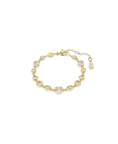 SWAROVSKI IMBER MIXED CUTS WHITE GOLD-TONE PLATED TENNIS BRACELET