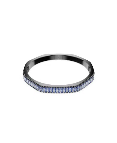 SWAROVSKI MATRIX BAGUETTE CUT BLUE RUTHENIUM PLATED BANGLE BRACELET