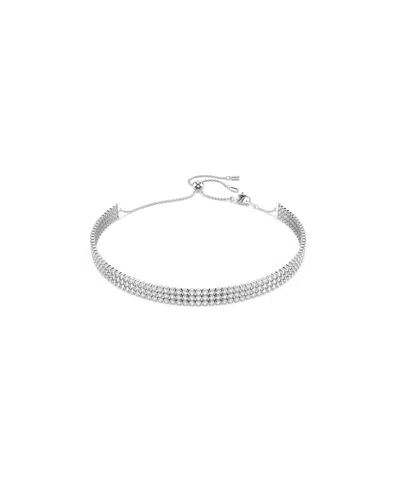 SWAROVSKI MATRIX CHOKER ROUND CUT WHITE RHODIUM PLATED TENNIS NECKLACE