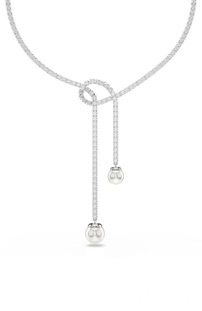 SWAROVSKI SWAROVSKI MATRIX FAUX PEARL TENNIS NECKLACE