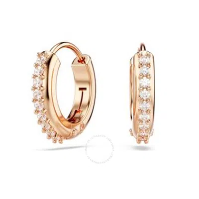 SWAROVSKI SWAROVSKI MATRIX PIERCED EARRINGS MINI HOOP MATRIX ROSE GOLD SHINY WHITE