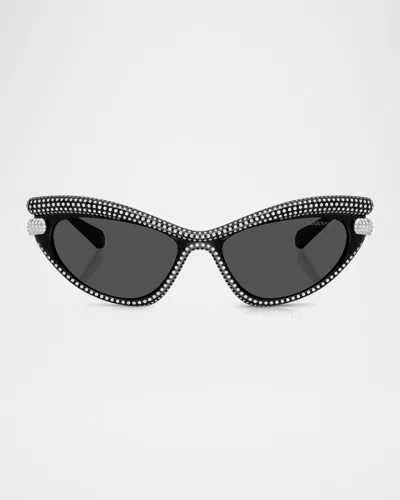 SWAROVSKI SK6038 CAT-EYE EMBELLISHED SUNGLASSES