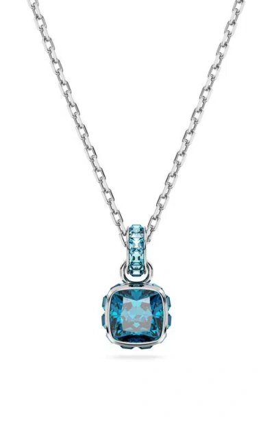 SWAROVSKI SWAROVSKI SQUARE CUT BIRTHSTONE CRYSTAL PENDANT NECKLACE