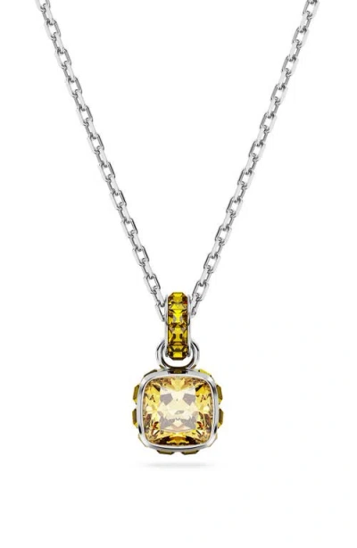 SWAROVSKI SWAROVSKI SQUARE CUT BIRTHSTONE CRYSTAL PENDANT NECKLACE