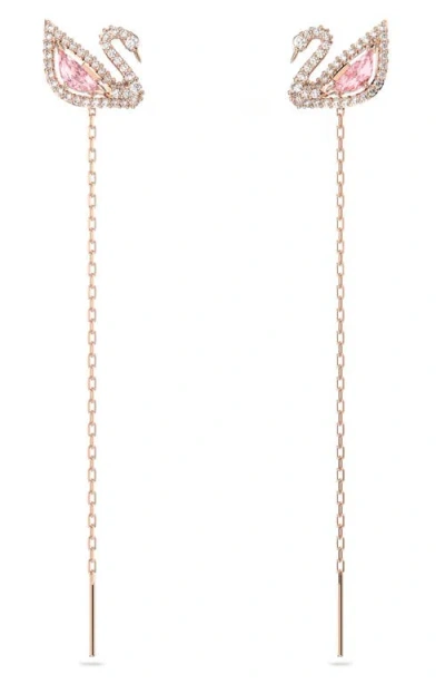SWAROVSKI SWAROVSKI SWAN CHAIN DROP EARRINGS