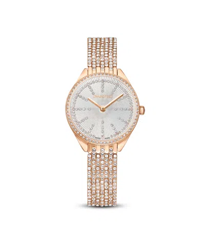SWAROVSKI WOMEN'S QUARTZ ATTRACT ROSE GOLD-TONE METAL WATCH, SWISS MADE 30MM