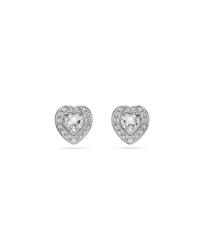 SWAROVSKI ARIANA GRANDE X SWAROVSKI RHODIUM PLATED HEART MIXED CUTS STUD EARRINGS