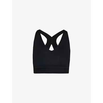 SWEATY BETTY WOMENS BLACK GAIA STRETCH-WOVEN YOGA BRA XXS