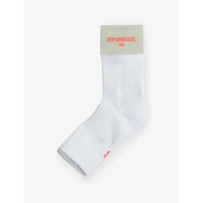SWEATY BETTY WOMENS WHITE FB CREW STRETCH-WOVEN RUNNING SOCKS PACK OF TWO