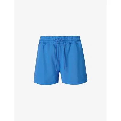 SWEATY BETTY WOMENS TIDAL BLUE REVIVE BOXY COTTON-BLEND SHORTS XL