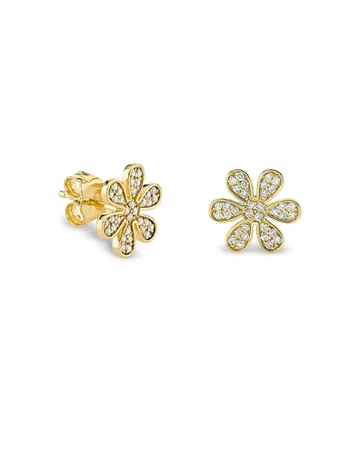 SYDNEY EVAN 14K YELLOW GOLD DIAMOND FLOWER STUD EARRINGS