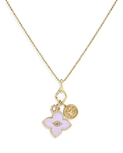 SYDNEY EVAN 14K YELLOW GOLD LILAC FLOWER CHARM NECKLACE, 24