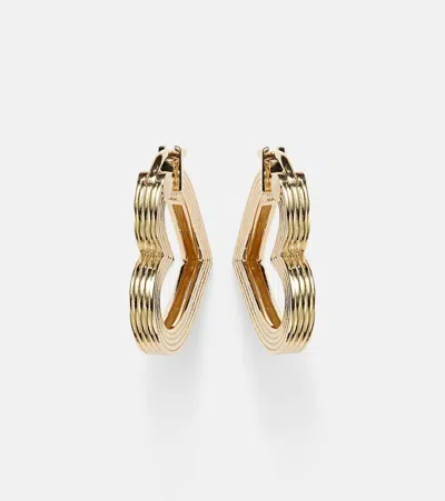 SYDNEY EVAN FLUTTED HEART 14KT WHITE GOLD EARRINGS