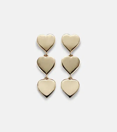 SYDNEY EVAN PURE THREE HEART LINEAR 14KT GOLD EARRINGS