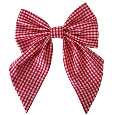 SYLKI WOMEN'S RED GINGHAM HAIR BOW CLIP