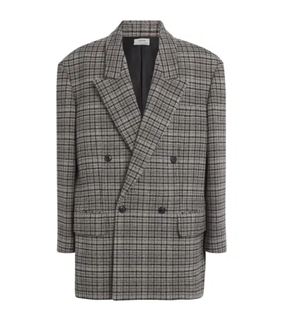 SYSTEM OVERSIZED CHECK DOUBLE-BREASTED BLAZER