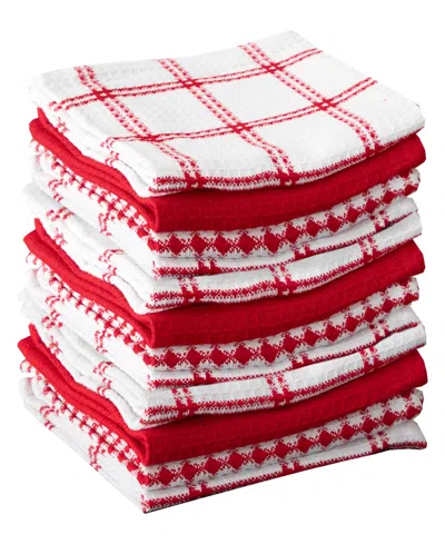 T-FAL COORDINATING FLAT WAFFLE WEAVE DISH CLOTH, SET OF 12