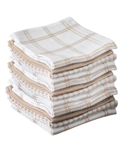 T-FAL COORDINATING FLAT WAFFLE WEAVE DISH CLOTH, SET OF 12