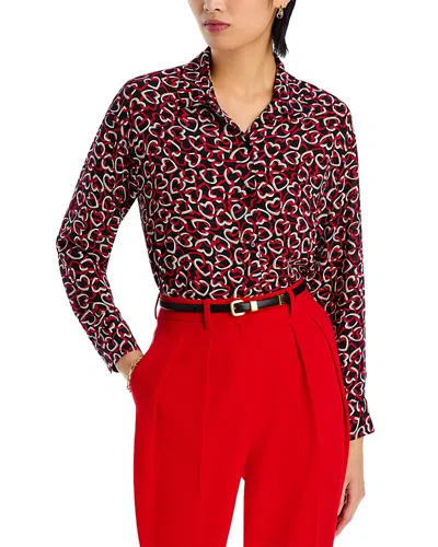 T TAHARI PRINTED BUTTON DOWN BLOUSE