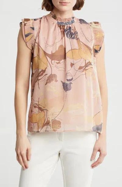 T TAHARI T TAHARI RUFFLE CAP SLEEVE TOP