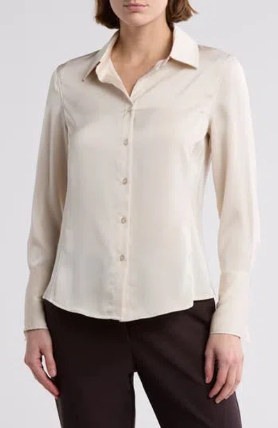 T TAHARI T TAHARI SOLID LONG SLEEVE BUTTON-UP SHIRT