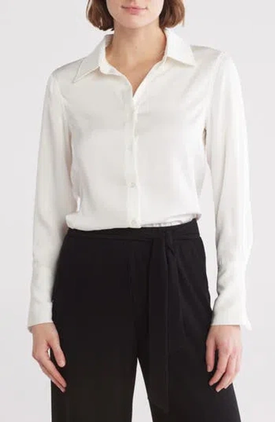 T TAHARI T TAHARI SOLID LONG SLEEVE BUTTON-UP SHIRT