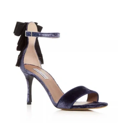 TABITHA SIMMONS TABITHA SIMMONS FRANCES SAPPHIRE VELVET BOW HEELS SANDALS SIZE 8US/38EU