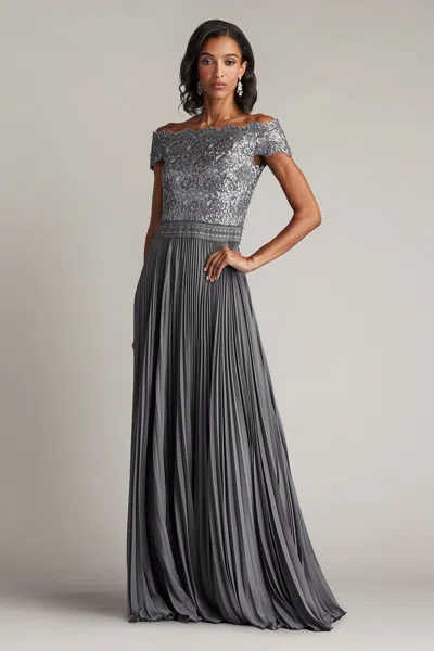 TADASHI SHOJI BODE SEQUIN EMBROIDERED LACE AND TULLE GOWN