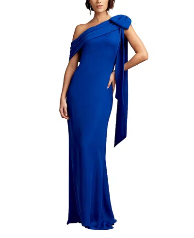 TADASHI SHOJI CASSIA BOW-SHOULDER CREPE GOWN