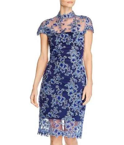 TADASHI SHOJI TADASHI SHOJI DAMEN BLUMENMUSTER COCKTAILKLEID, BLAU, 14