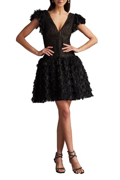 TADASHI SHOJI MINX FLOWER EMBELLISHED MINI DRESS