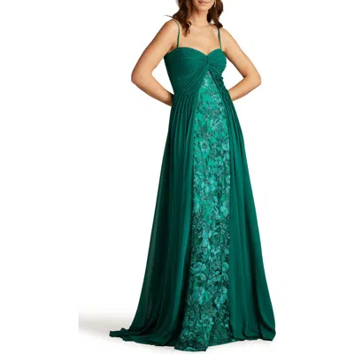 TADASHI SHOJI TADASHI SHOJI MIXED MEDIA EMBROIDERED GOWN