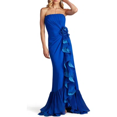 TADASHI SHOJI TADASHI SHOJI RUFFLE DETAIL STRAPLESS GOWN
