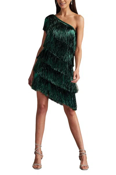 TADASHI SHOJI SONNY METALLIC FRINGE MINI DRESS